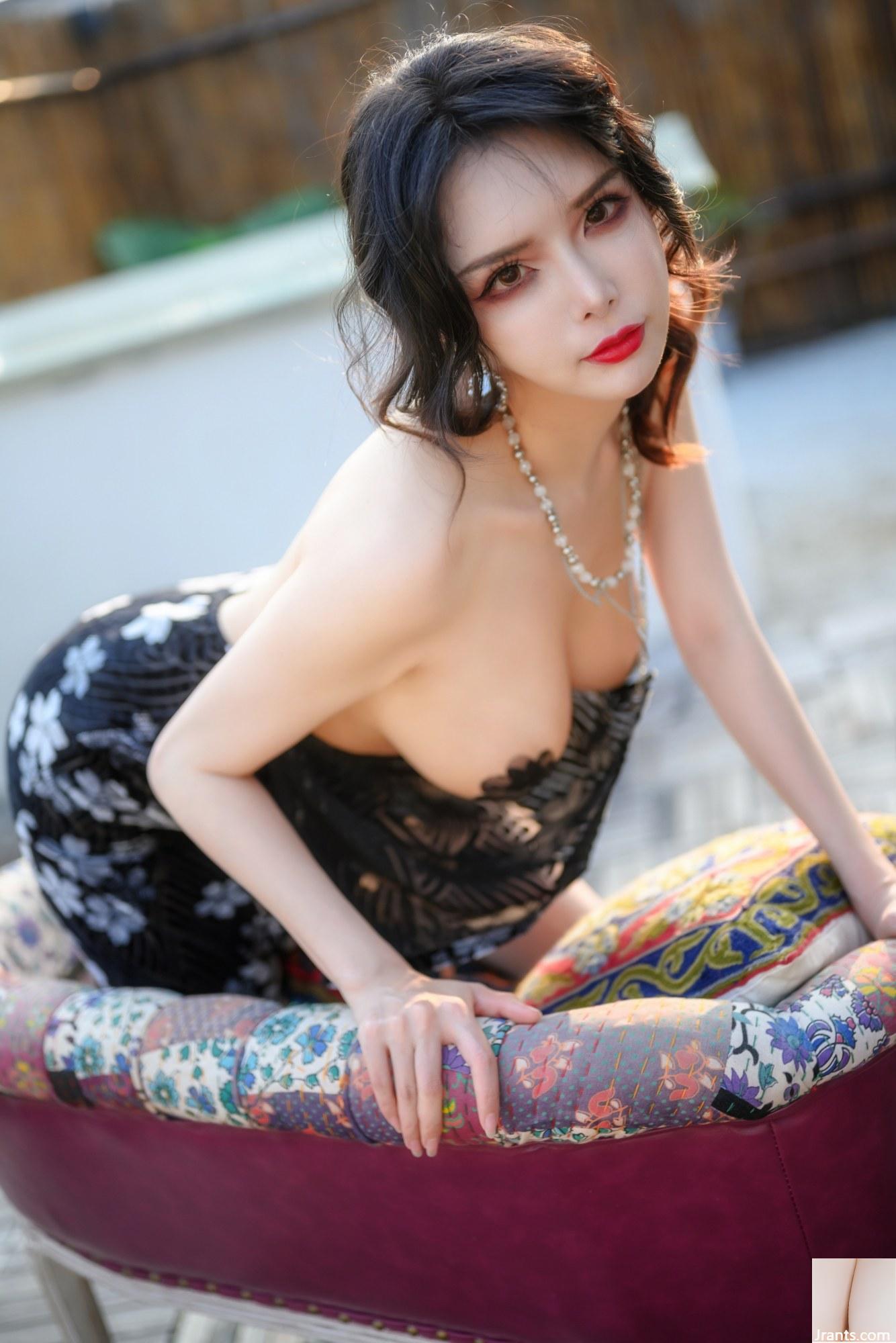 El desnudo al aire libre de Qiu y Corgi en «Black Cheongsam 5» es muy sexy (66P)