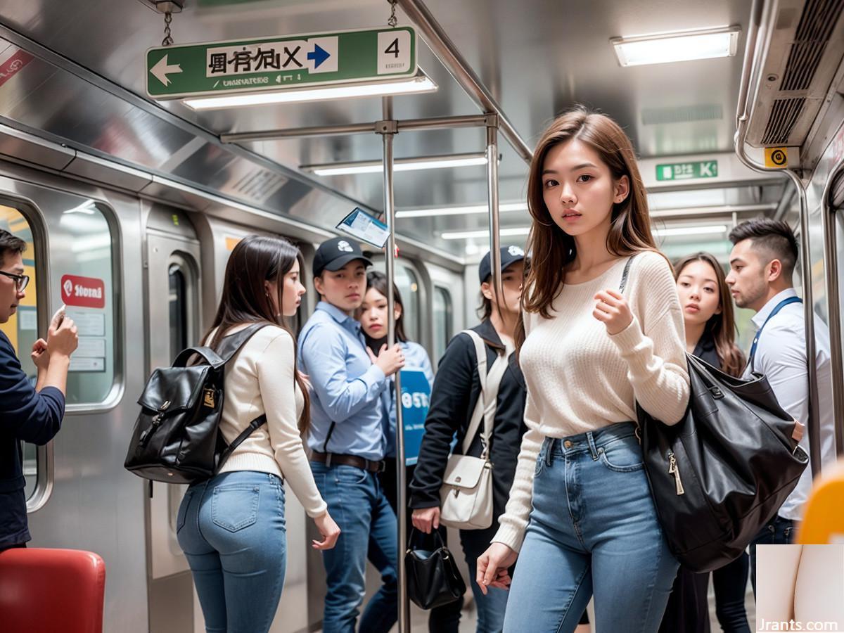 AI générée ~ AI OFUG-La fille est dans le métro (avec elle dans le métro)