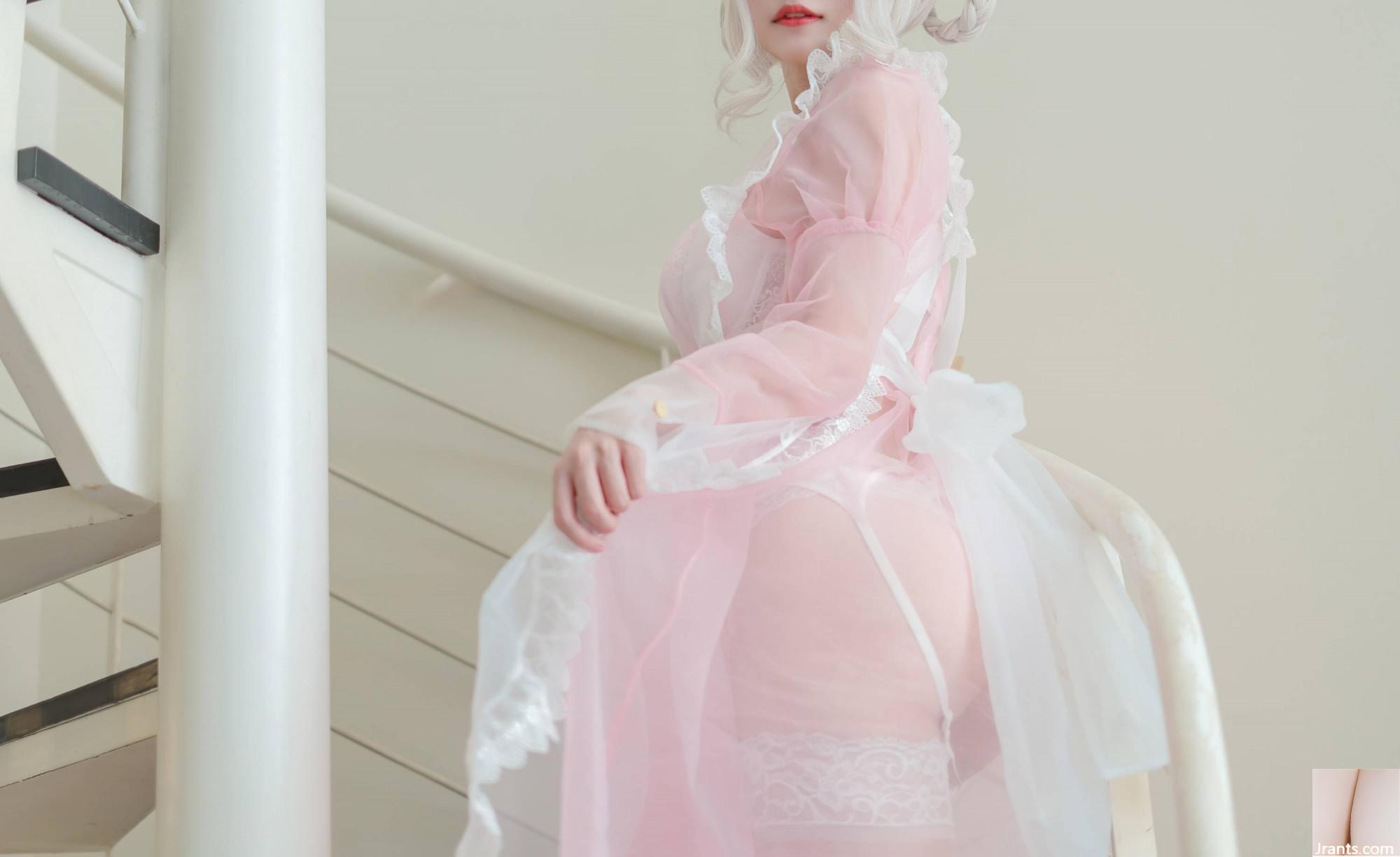 (Coleção online) Exclusivo VIP &#8220;Transparent Pink Maid&#8221; da garota do bem-estar Chiyo Ogura (28P)