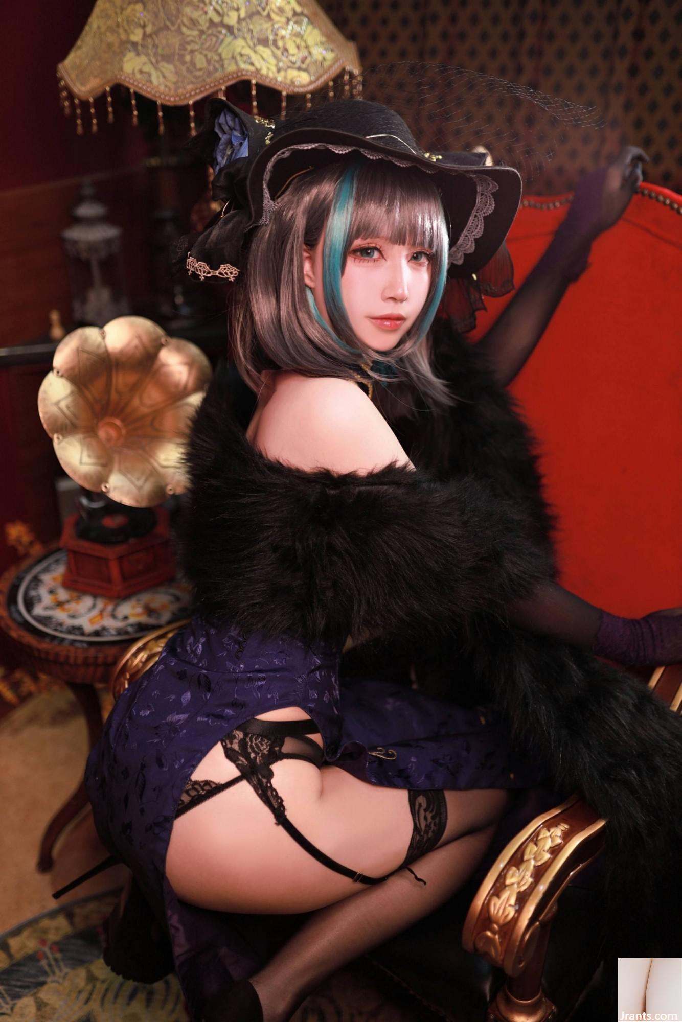 (مجموعة عبر الإنترنت) Welfare Girl Black and White Royal Cat &#8220;Cheshire Cheongsam&#8221; VIP حصريًا كامل (39P)