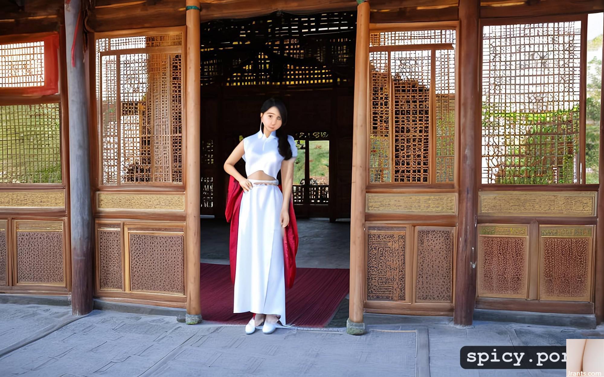 boucles d&rsquo;oreilles suspendues en or, photo d&rsquo;une belle princesse chinoise montrant son vagin et ses seins