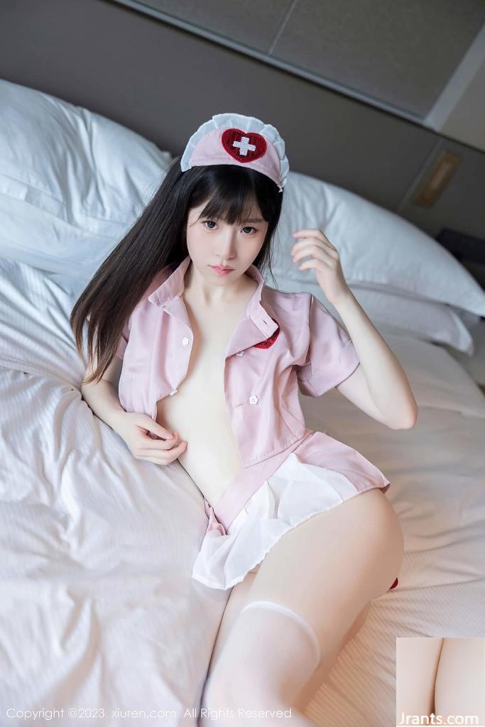 La recién llegada Lin Youyou lleva un sexy uniforme de enfermera rosa con una postura bonita y una apariencia dulce (79P