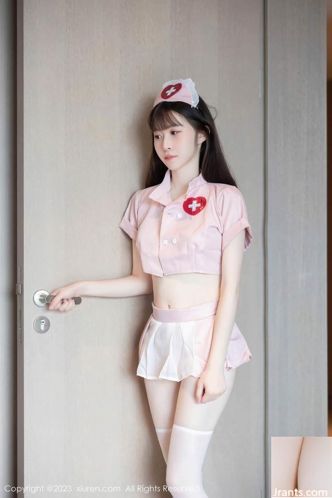 La recién llegada Lin Youyou lleva un sexy uniforme de enfermera rosa con una postura bonita y una apariencia dulce (79P