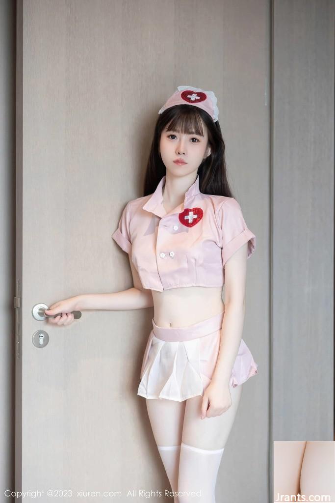 La recién llegada Lin Youyou lleva un sexy uniforme de enfermera rosa con una postura bonita y una apariencia dulce (79P