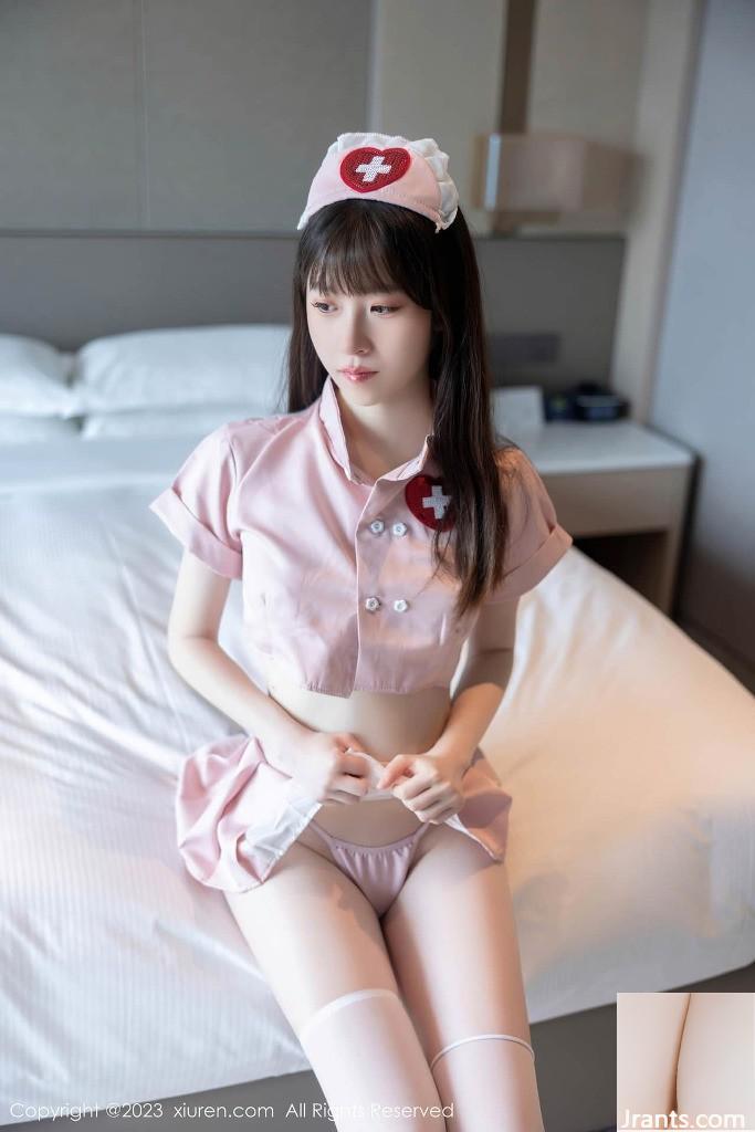 La recién llegada Lin Youyou lleva un sexy uniforme de enfermera rosa con una postura bonita y una apariencia dulce (79P