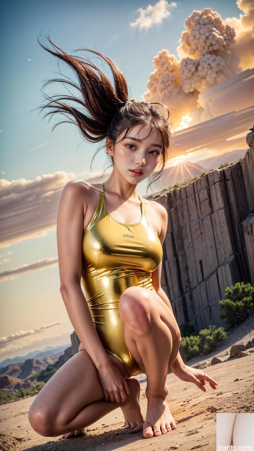 Grand Canyon goldener Latex-Badeanzug