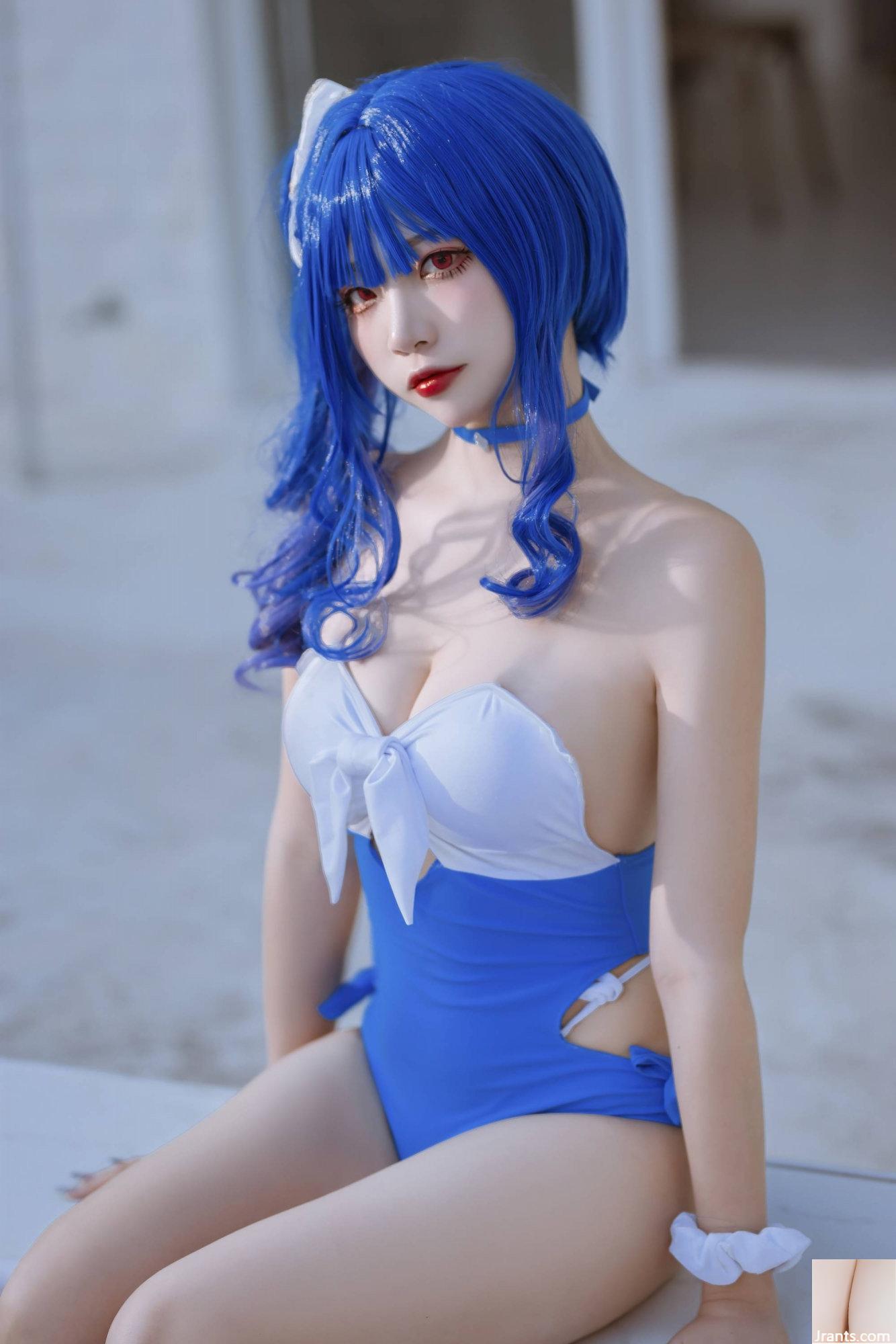 (Онлайн-коллекция) Welfare Girl Erzuo &#171;Blue Pola Swimsuit&#187; VIP-эксклюзив (46P)