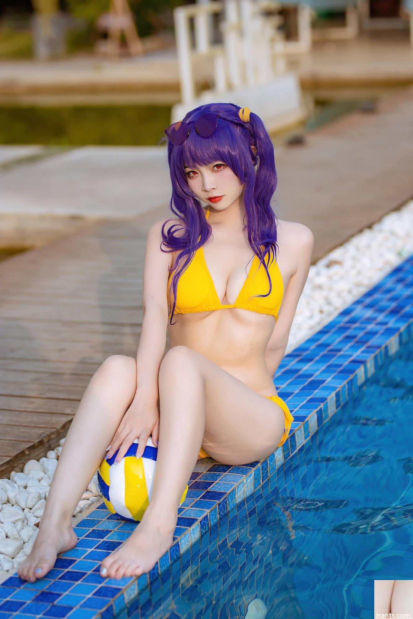 (Онлайн-коллекция) Welfare Girl Erzuo &#171;Blue Pola Swimsuit&#187; VIP-эксклюзив (46P)