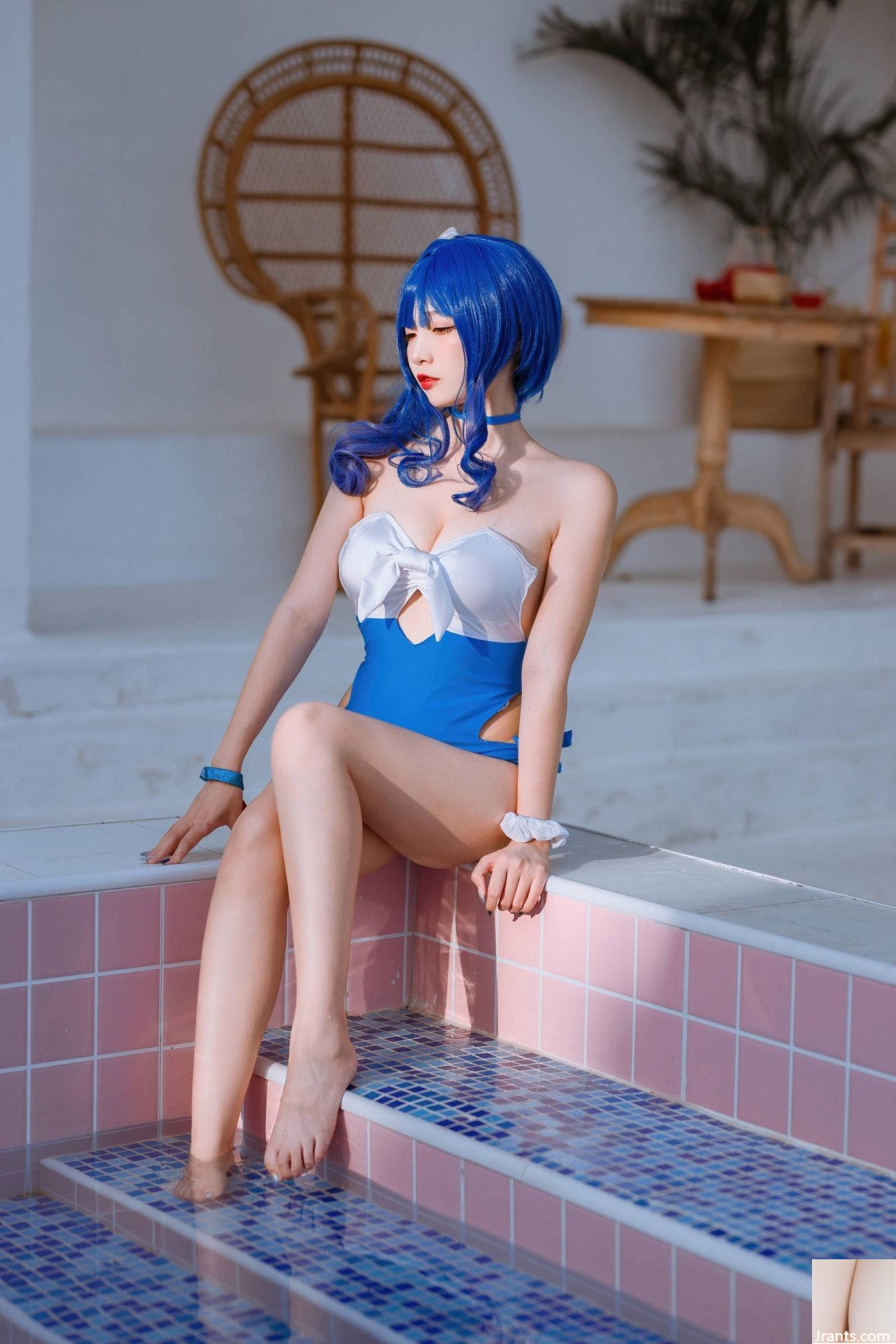 (مجموعة عبر الإنترنت) Welfare Girl Erzuo &#8220;Blue Pola Swimsuit&#8221; VIP حصريًا (46P)