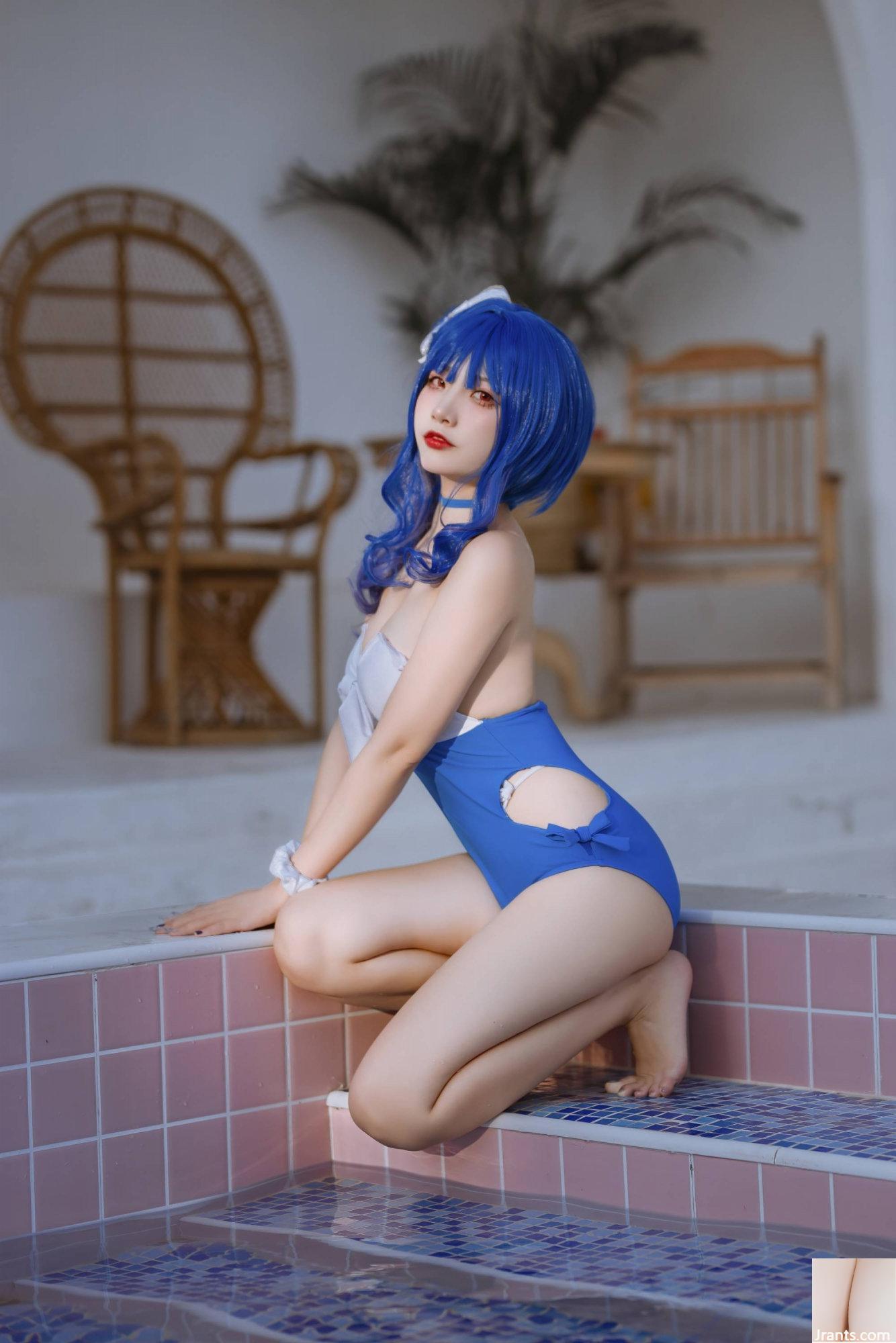 (مجموعة عبر الإنترنت) Welfare Girl Erzuo &#8220;Blue Pola Swimsuit&#8221; VIP حصريًا (46P)