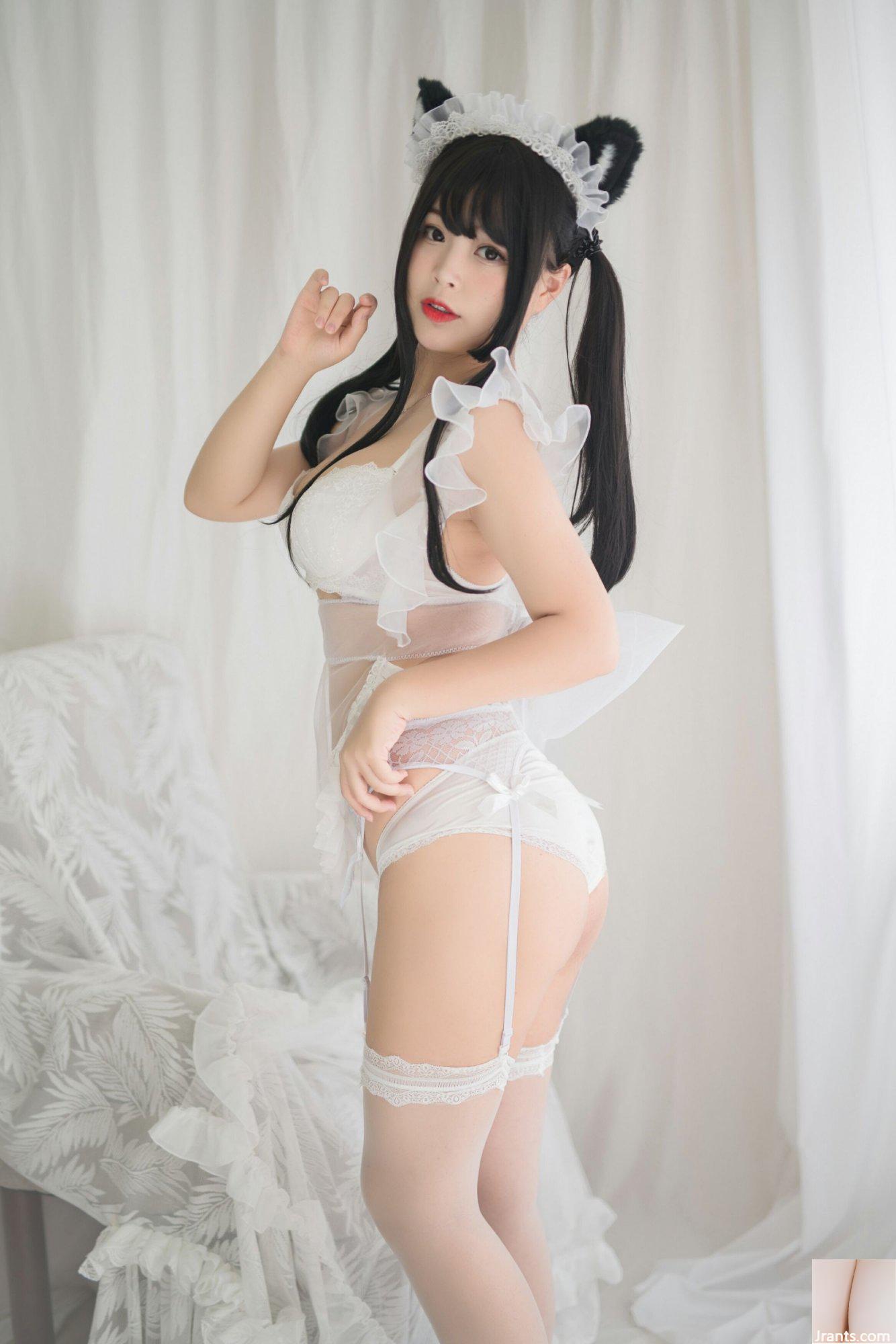 (Colección en línea) Exclusivo VIP «White Cat Transparent Maid» de la chica del bienestar Bai Ye (91P)