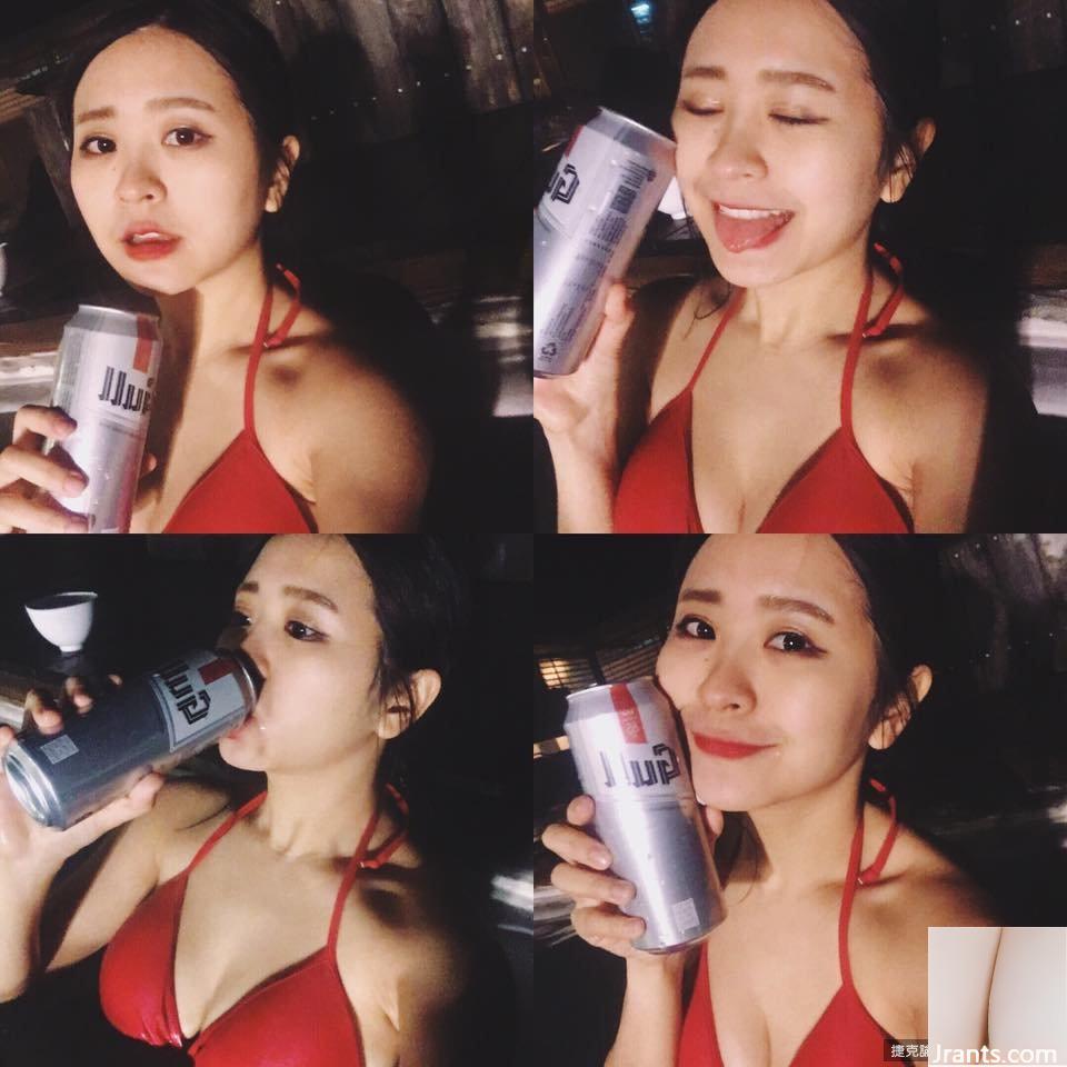 Seorang gadis cantik dengan payudara 34E ~ Quanquan (Guo Yanling) ~ Mengenakan bikini sambil berendam di sumber air panas dan minum di hotel Islandia? (? Sangat nyaman (38P)